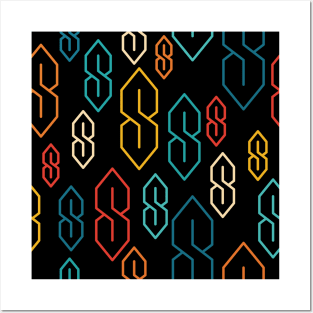 Cool S Symbol Pattern (Retro) Posters and Art